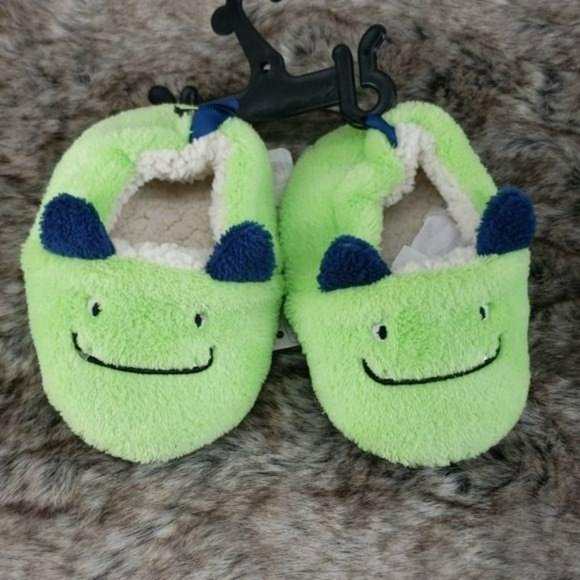Swiggles Green Monster plush infant Slippers Infant Size 3 - Picture 2 of 5